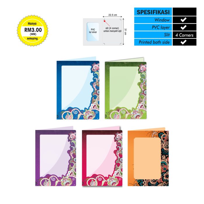 <p style="font-size: 20px; margin-bottom: 0px; padding-top: 0px;">Folder Sijil Premium (Window + PVC) <br>Rekaan Batik</p>