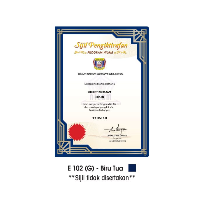 <p style="font-size: 20px; margin-bottom: 0px; padding-top: 0px;">Folder Sijil Premium (Window + PVC) <br>Rekaan Seni Ukiran Motif Geometri</p> - Image 2