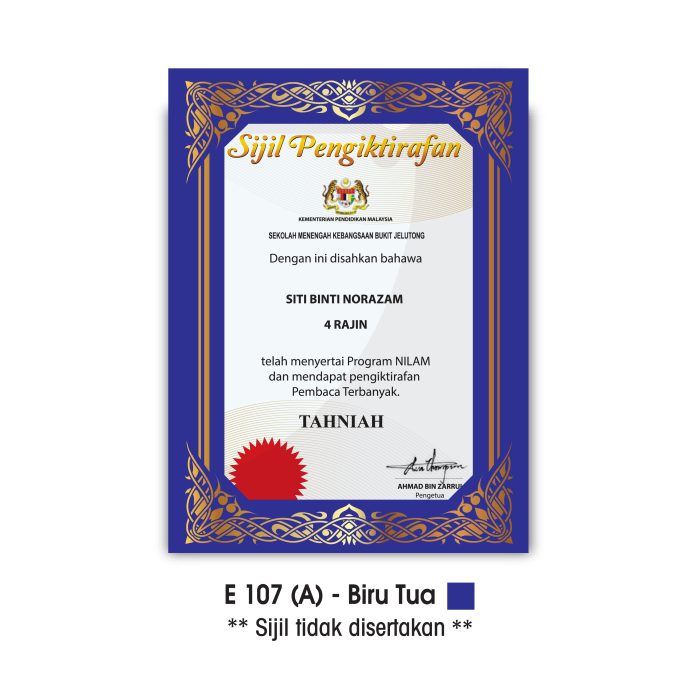 <p style="font-size: 20px; margin-bottom: 0px; padding-top: 0px;">Folder Sijil Eksklusif <br>(Hot Stamping + Window With PVC) <br>Rekaan Seni Ukiran Motif Flora</p> - Image 2