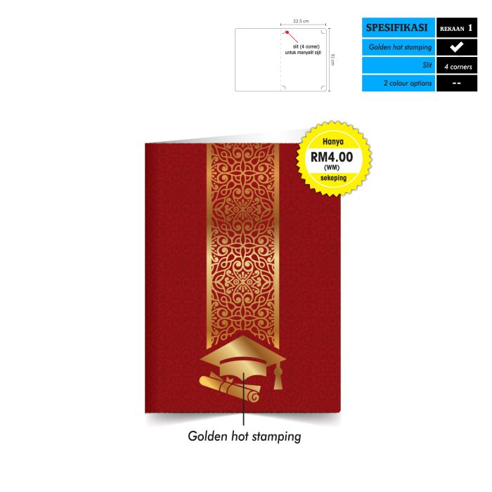 <p style="font-size: 20px; margin-bottom: 0px; padding-top: 0px;">Folder Sijil Graduasi (Pengijazahan) <br>Rekaan 1 (Book Style)</p>