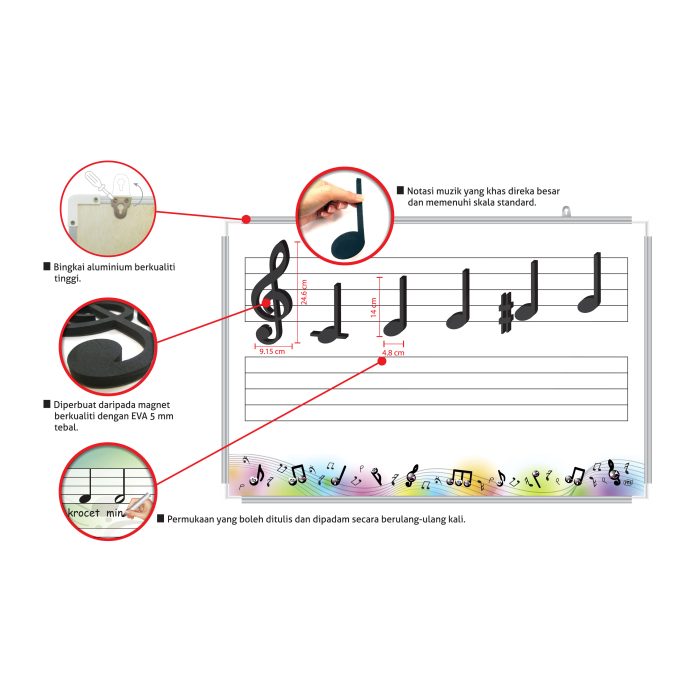 <p style="font-size: 20px; margin-bottom: 0px; padding-top: 0px;">Papan Putih Magnetik Pengajaran Muzik </p><p style="font-size: 20px; color: red; margin-bottom: 0px; padding-top: 0px;">音乐教学磁性白板</p> - Image 2