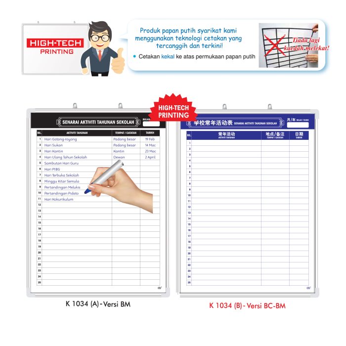 <p style="font-size: 20px; margin-bottom: 0px; padding-top: 0px;">Papan Senarai Aktiviti Tahunan Sekolah</p>