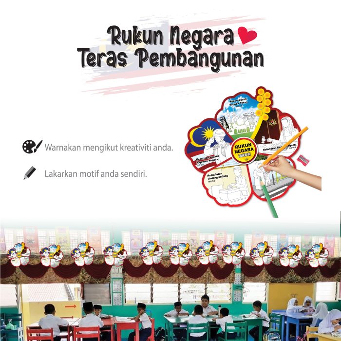 <p style="font-size: 20px; margin-bottom: 0px; padding-top: 0px;">RAMPAIAN MEWARNA DAN KRAF </p><p></p><p style="font-size: 20px; margin-bottom: 0px; padding-top: 0px;">Rukun Negara </p><p style="font-size: 20px; color: red; margin-bottom: 0px; padding-top: 0px;">国家原则手工填色卡</p> - Image 2