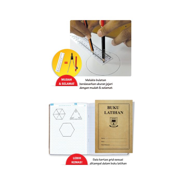 <p style="font-size: 20px; margin-bottom: 0px; padding-top: 0px;">Set Lukis dan Ukur Geometri <br>(Pembaris Ubah Suai) </p><p style="font-size: 20px; color: red; margin-bottom: 0px; padding-top: 0px;">几何图形绘制与测量工具包 (创意画圆尺)</p> - Image 2