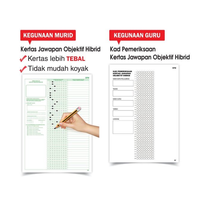 <p style="font-size: 20px; margin-bottom: 0px; padding-top: 0px;">Kad Pemeriksaan & <br>Kertas Jawapan Objektif Hibrid SPM <br>- Sekolah Menengah</p> - Image 3