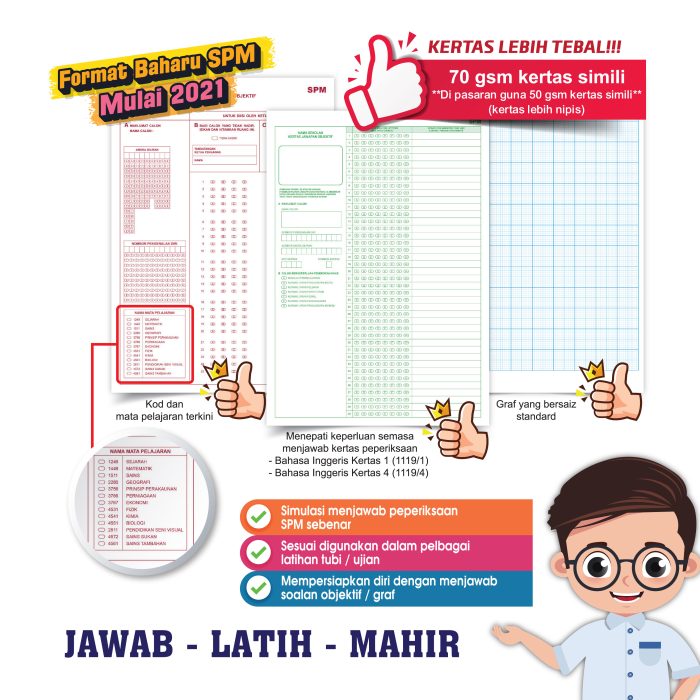 <p style="font-size: 20px; margin-bottom: 0px; padding-top: 0px;">Bahan Sokongan Berfokus SPM <br>Set Kertas Jawapan <br>- Sekolah Menengah</p>