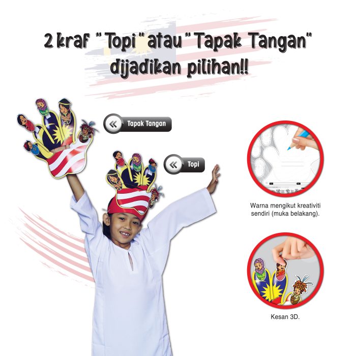 <p style="font-size: 20px; margin-bottom: 0px; padding-top: 0px;">RAMPAIAN MEWARNA DAN KRAF </p><p></p><p style="font-size: 20px; margin-bottom: 0px; padding-top: 0px;">Topi / Tapak Tangan Keharmonian</p> - Image 2