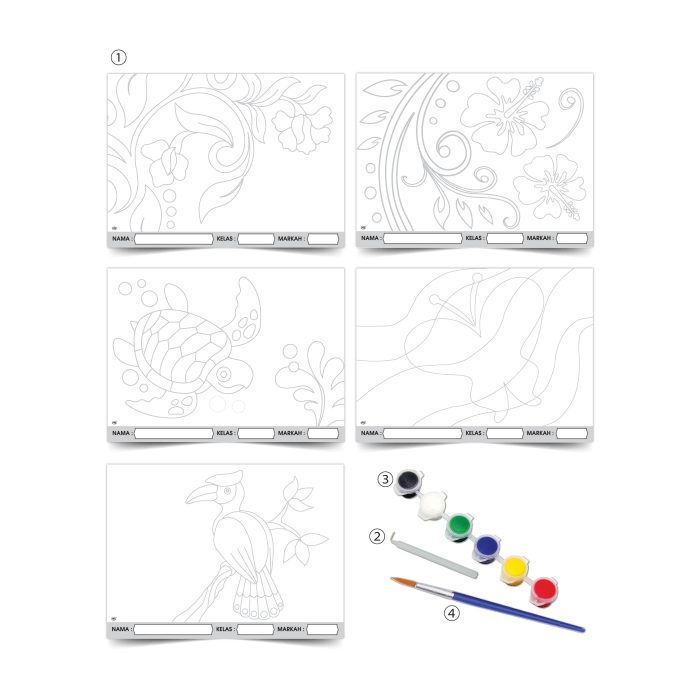 <p style="font-size: 20px; margin-bottom: 0px; padding-top: 0px;">Seni Kraf Batik Kertas (Teknik Resis) </p><p style="font-size: 20px; color: red; margin-bottom: 0px; padding-top: 0px;">蜡染巴迪</p>