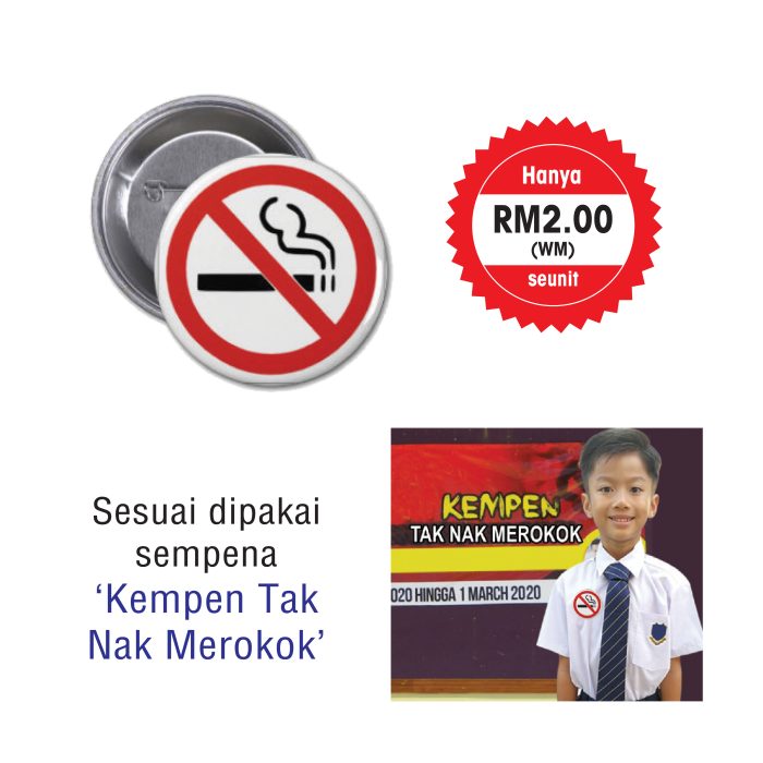 <p style="font-size: 20px; margin-bottom: 0px; padding-top: 0px;">Lencana Antirokok </p><p style="font-size: 20px; color: red; margin-bottom: 0px; padding-top: 0px;">禁烟徽章 </p><p style="font-size: 18px; color: #2e3192; font-style: italic; margin-bottom: 0px; padding-top: 0px;">Anti-smoking Badge</p>