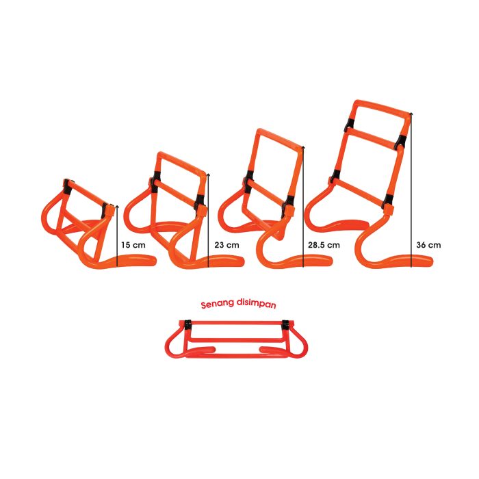 <p style="font-size: 20px; color: #2e3192; font-style: italic; margin-bottom: 0px; padding-top: 0px;">Adjustable Hurdles <br>(4 heights) </p><p style="font-size: 20px; color: red; margin-bottom: 0px; padding-top: 0px;">折叠式可调节跨栏 <br>(4高度)</p>