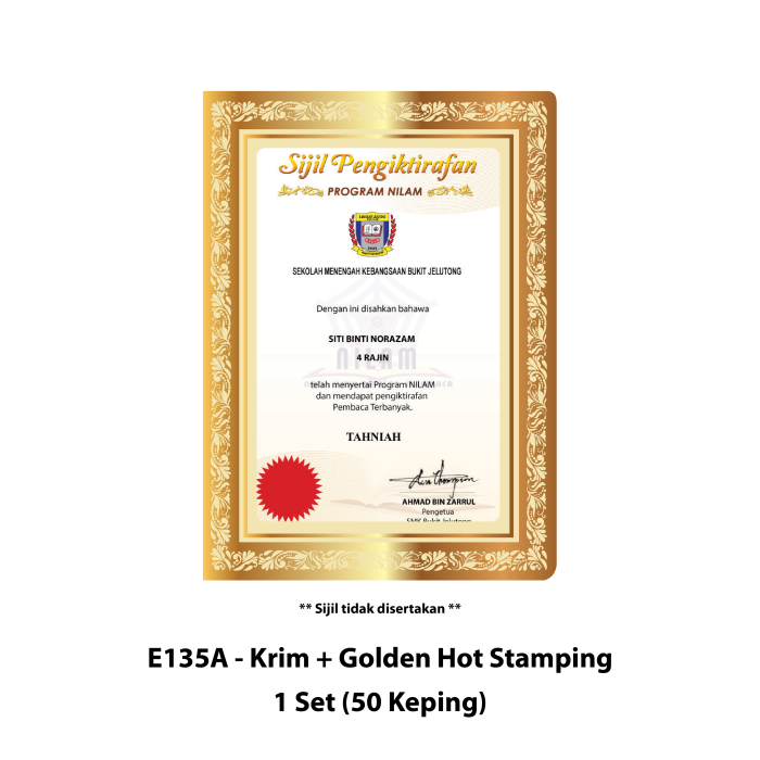 Folder Sijil Eksklusif (Hot Stamping + Window With PVC) – Rekaan Klasik - Image 3
