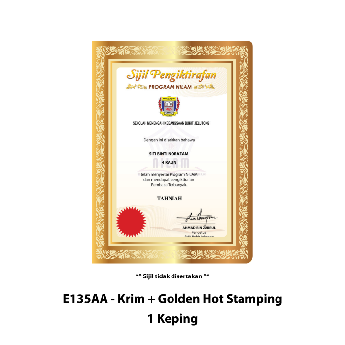Folder Sijil Eksklusif (Hot Stamping + Window With PVC) – Rekaan Klasik - Image 2