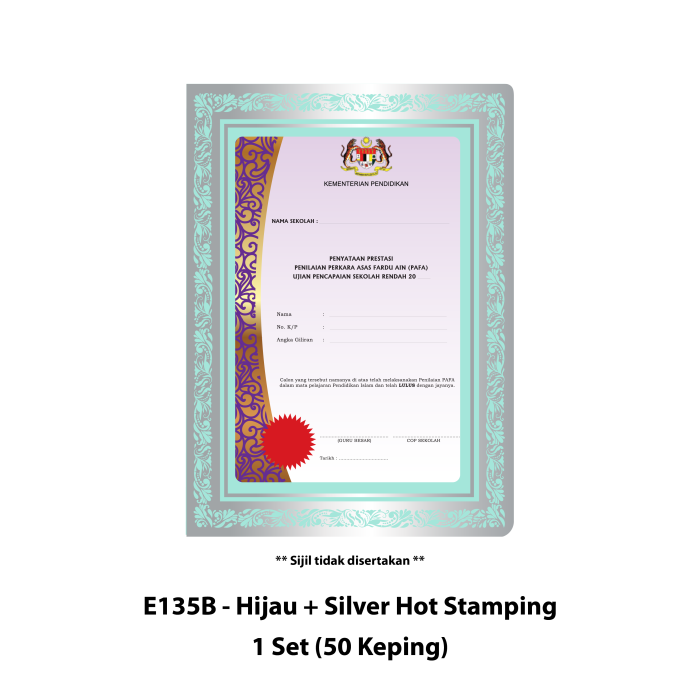 Folder Sijil Eksklusif (Hot Stamping + Window With PVC) – Rekaan Klasik - Image 5