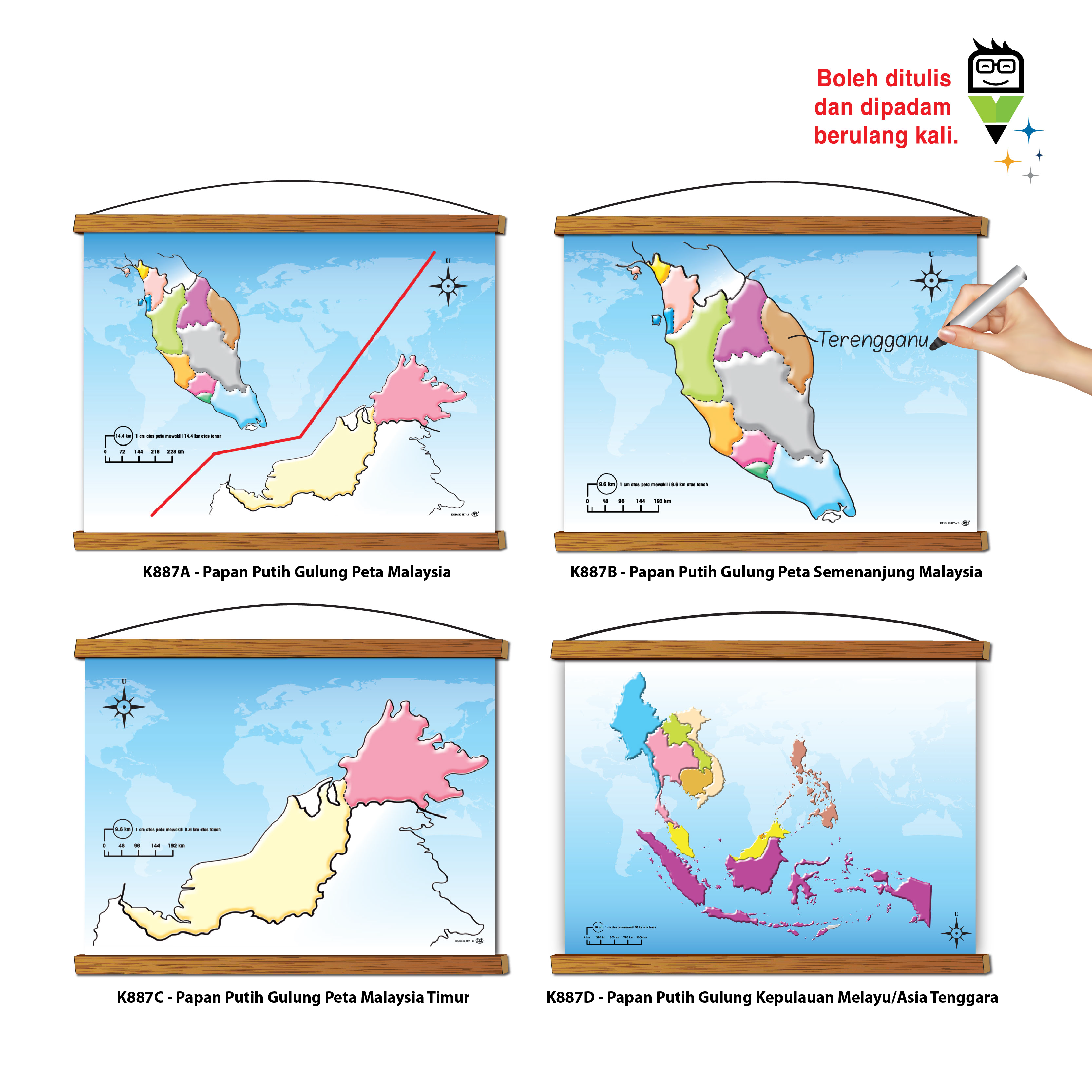 Papan Putih Gulung Peta