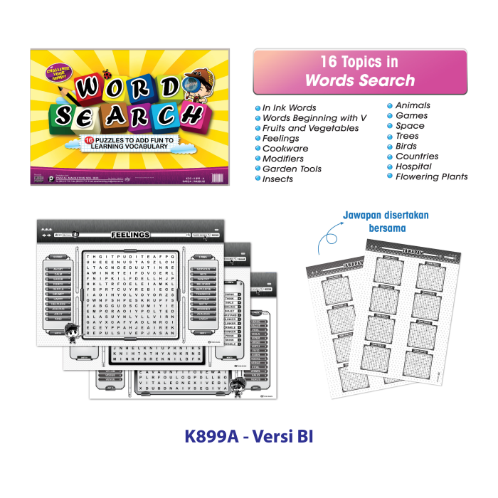 Lembaran Praktis Cari Kata - Word Search Practice - Image 2