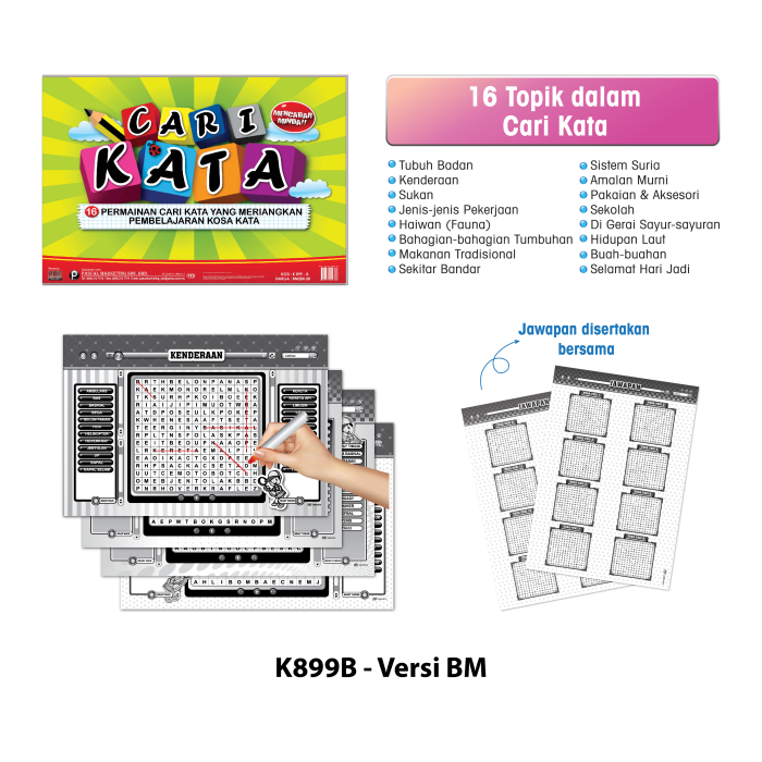 Lembaran Praktis Cari Kata - Word Search Practice - Image 3