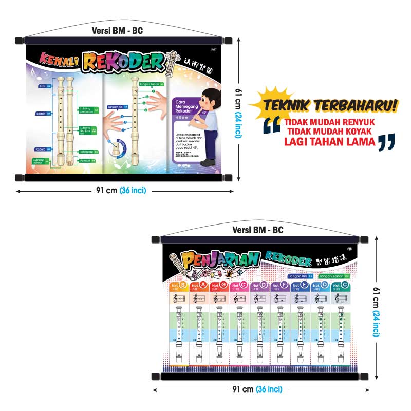 Papan Gulung Pengajaran Rekoder - 可卷式竖笛教学板