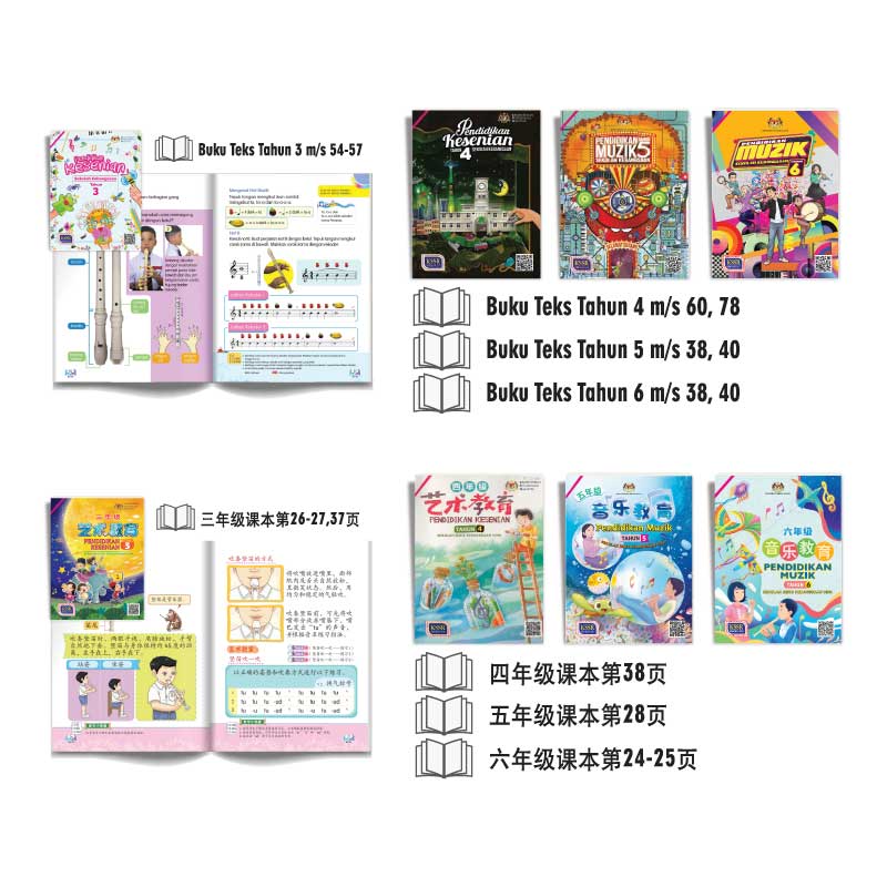 Papan Gulung Pengajaran Rekoder - 可卷式竖笛教学板 - Image 2