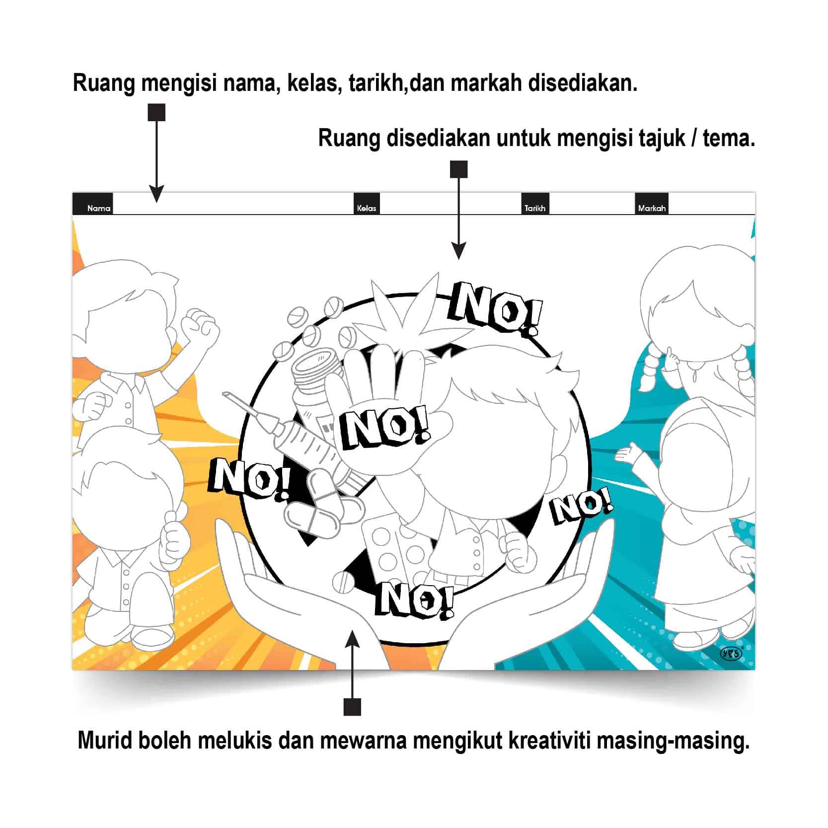 Rampaian Mewarna Bergambar Antidadah - 反毒填色画纸 - Image 2