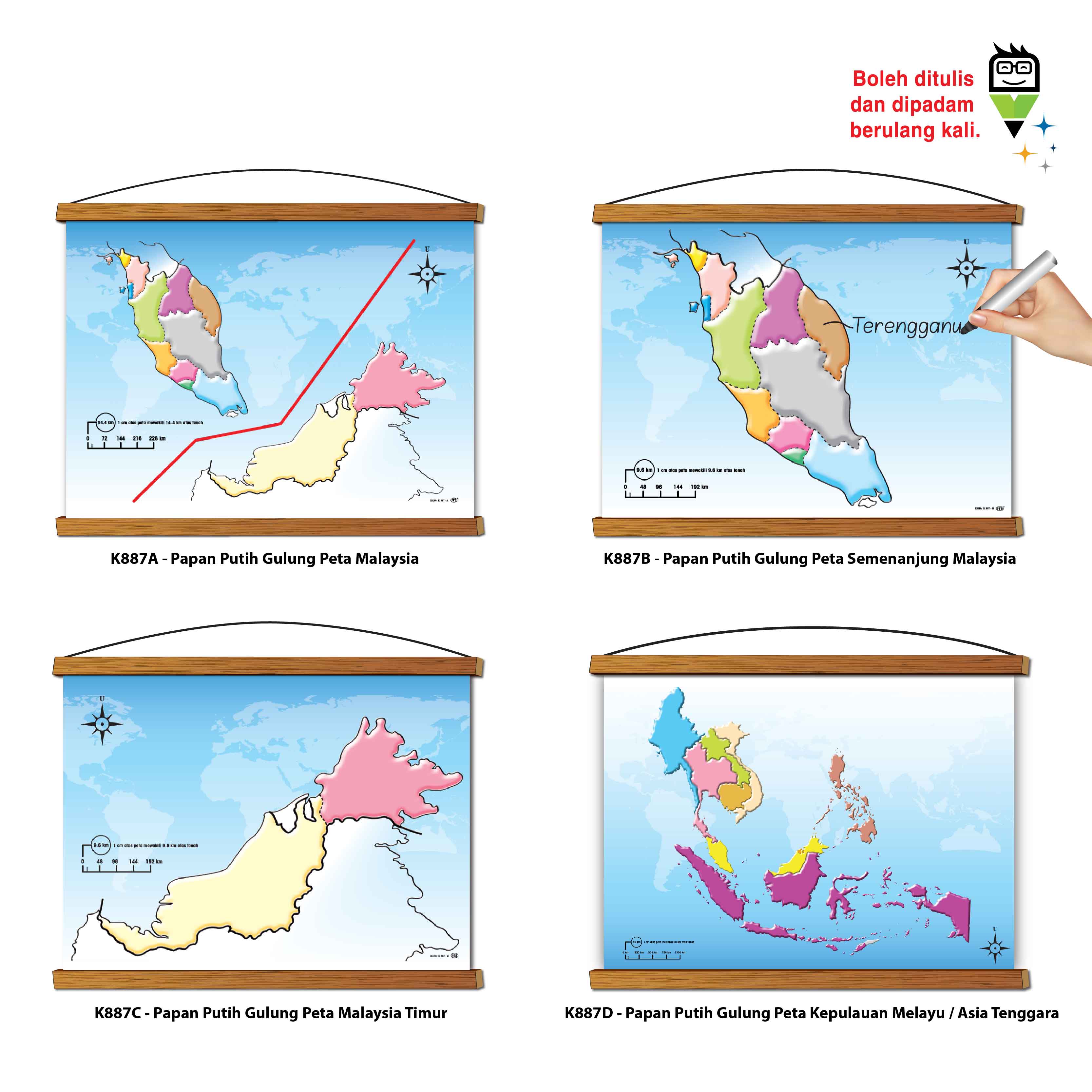 Papan Putih Gulung Peta