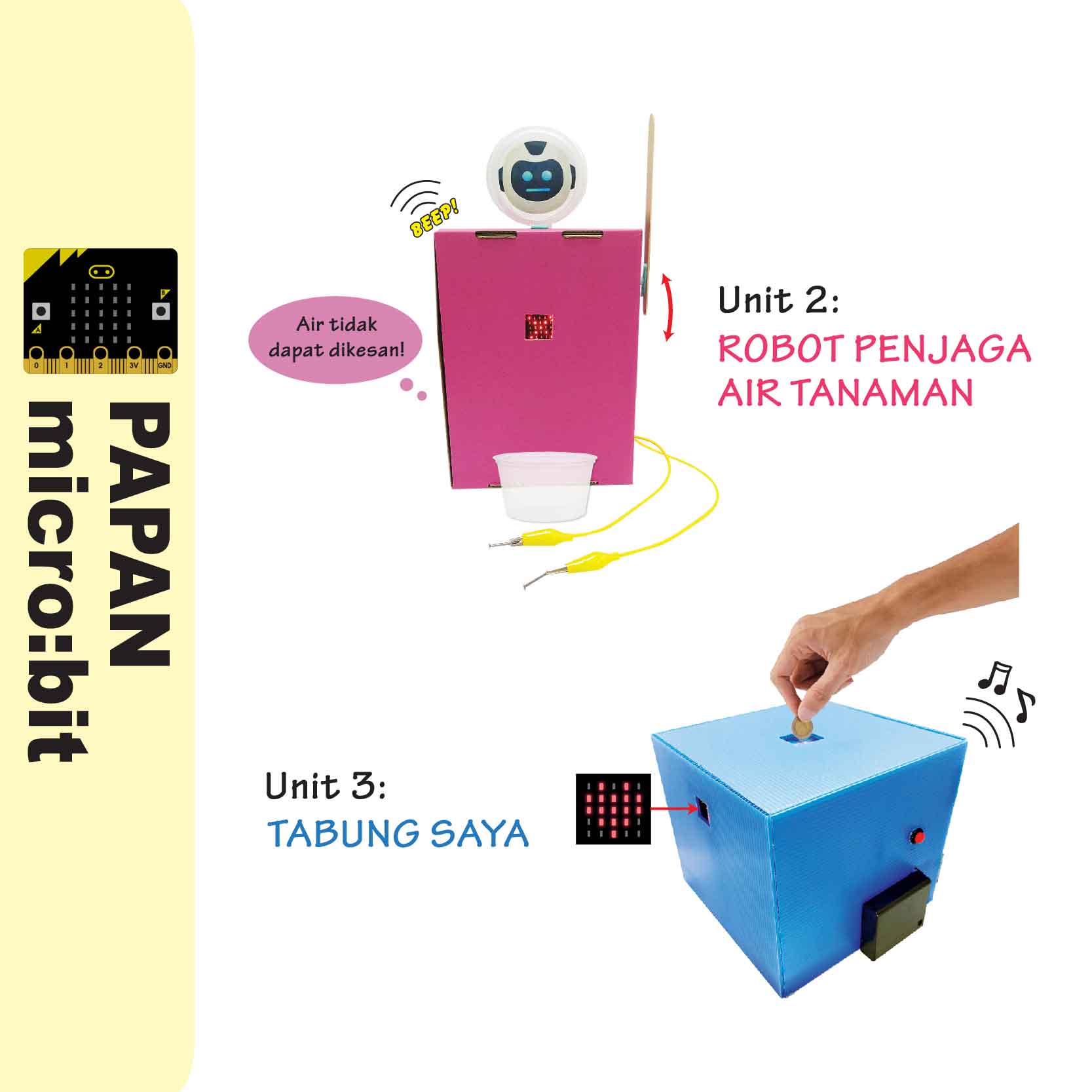 Papan micro:bit - Set Penghasilan Robot Penjaga Air Tanaman & Tabung Saya