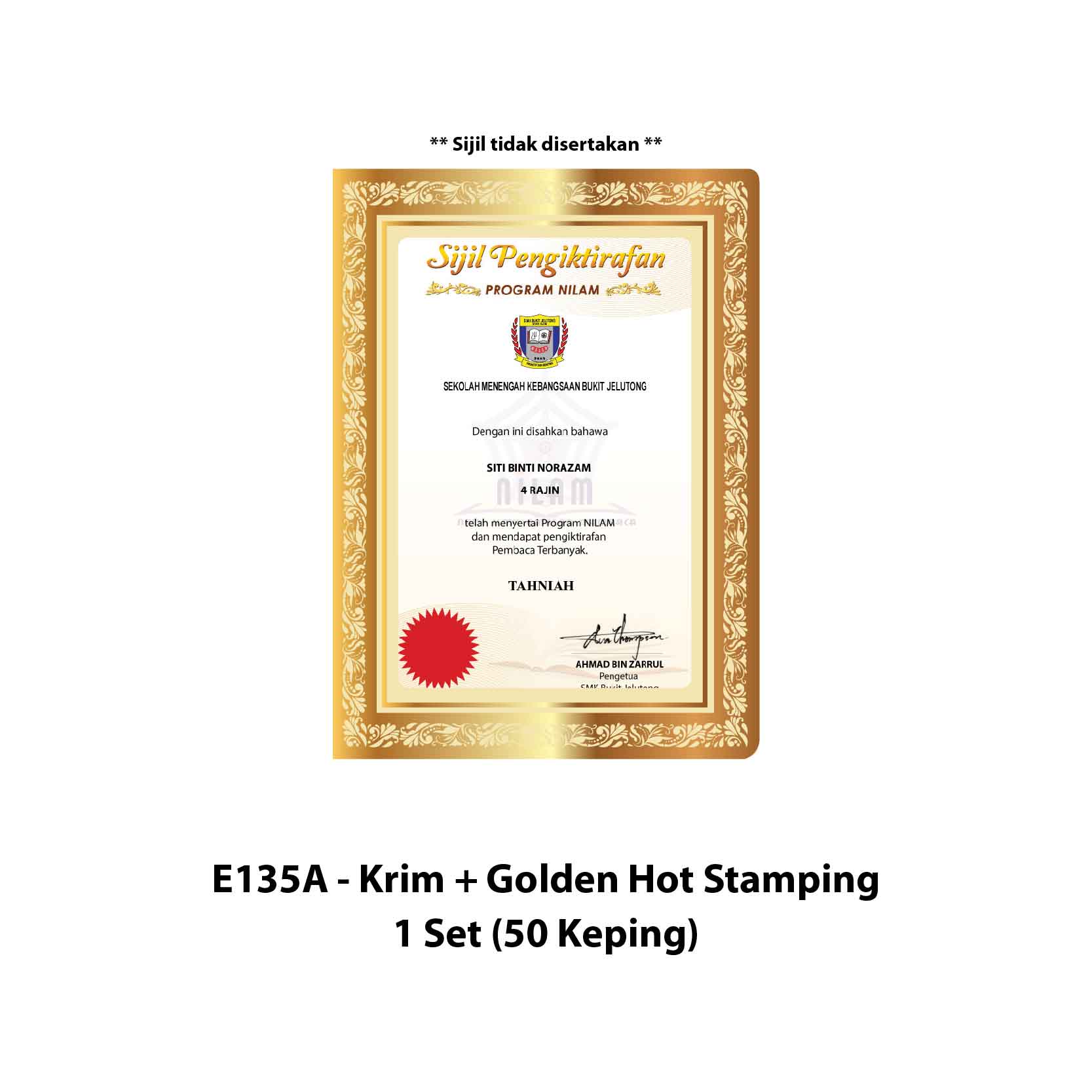 Folder Sijil Eksklusif (Hot Stamping + Window With PVC) – Rekaan Klasik - Image 3