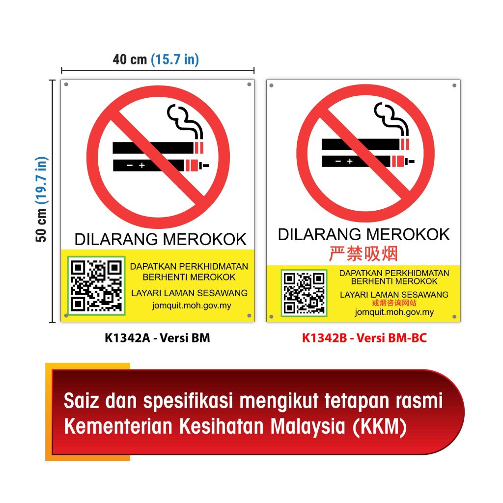 Papan Tanda Dilarang Merokok Dan Mengewap - 严禁吸烟指示牌